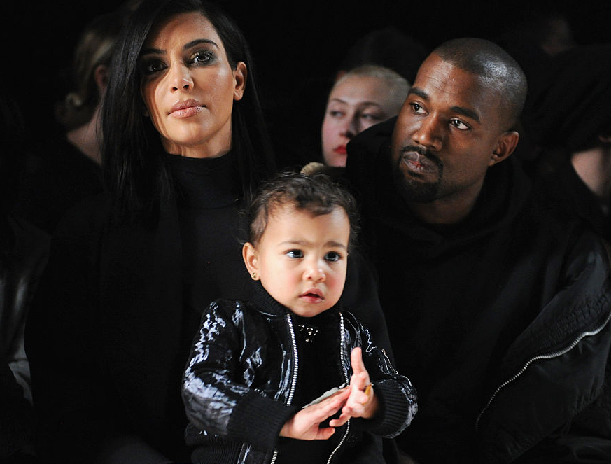 Kim, Kanye, and North at fashion week