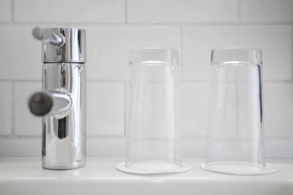 Water glasses in bathroom