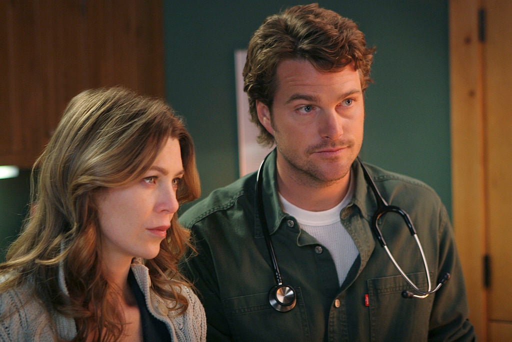 Meredith (Ellen Pompeo) and Finn (Chris O'Donnell) on Grey's Anatomy