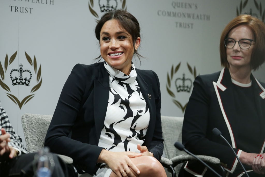 Meghan Markle talks at panel discussion for the Queen's Commonwealth Trust to mark International Women's Day.