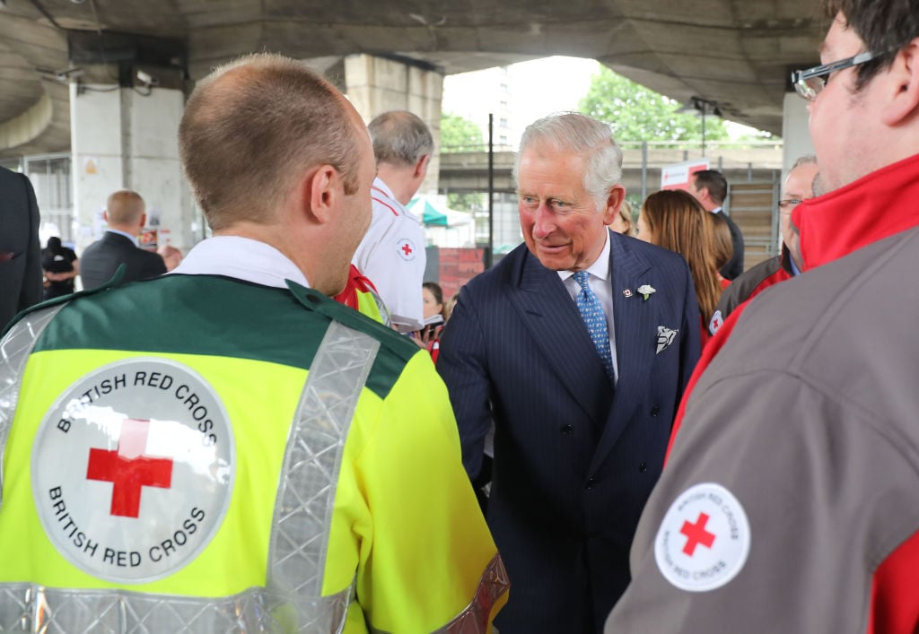 Prince Charles and Red Cross volunteers