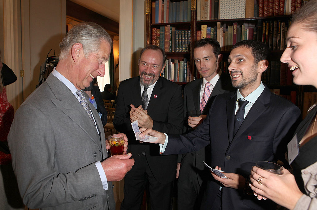 Prince Charles with Kevin Spacey and magician Dynamo
