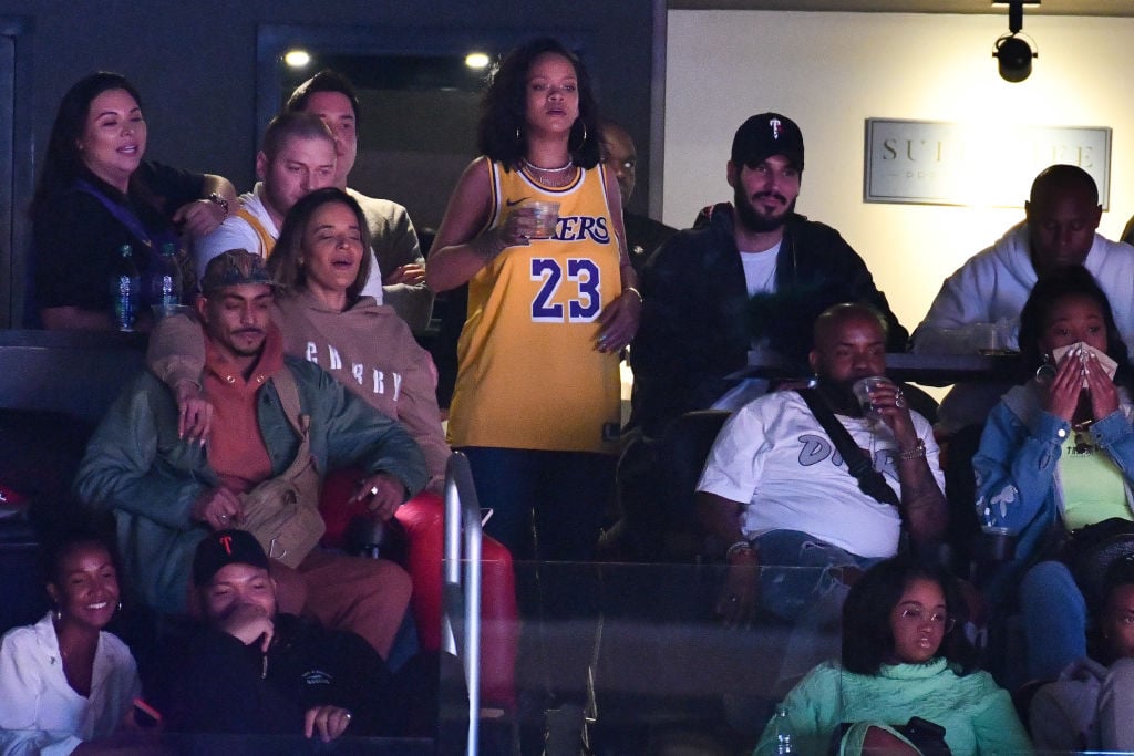 Rihanna and Hassan Jameel at a Lakers Game