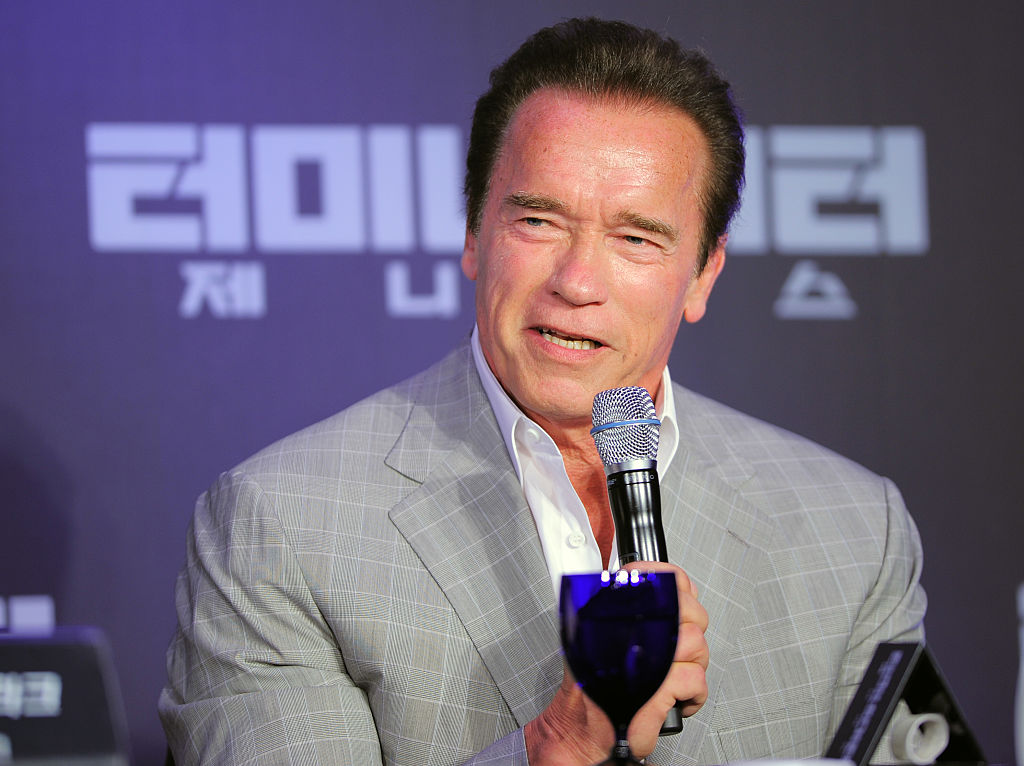Arnold Schwarzenegger attends the movie 'Terminator Genisys' press conference at The Ritz Carlton in Seoul, South Korea|The Chosunilbo JNS/Multi-Bits via Getty Images