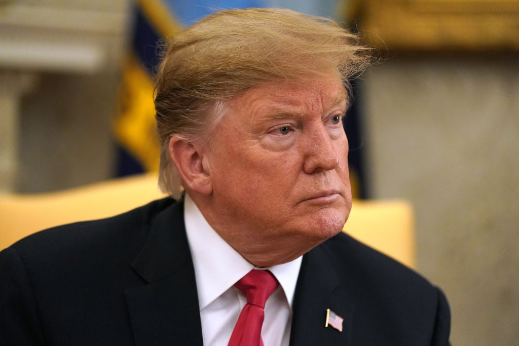 U.S. President Donald Trump talks to reporters while welcoming NATO Secretary General Jens Stoltenberg to the White House April 2, 2019 in Washington, DC | Chip Somodevilla/Getty Images