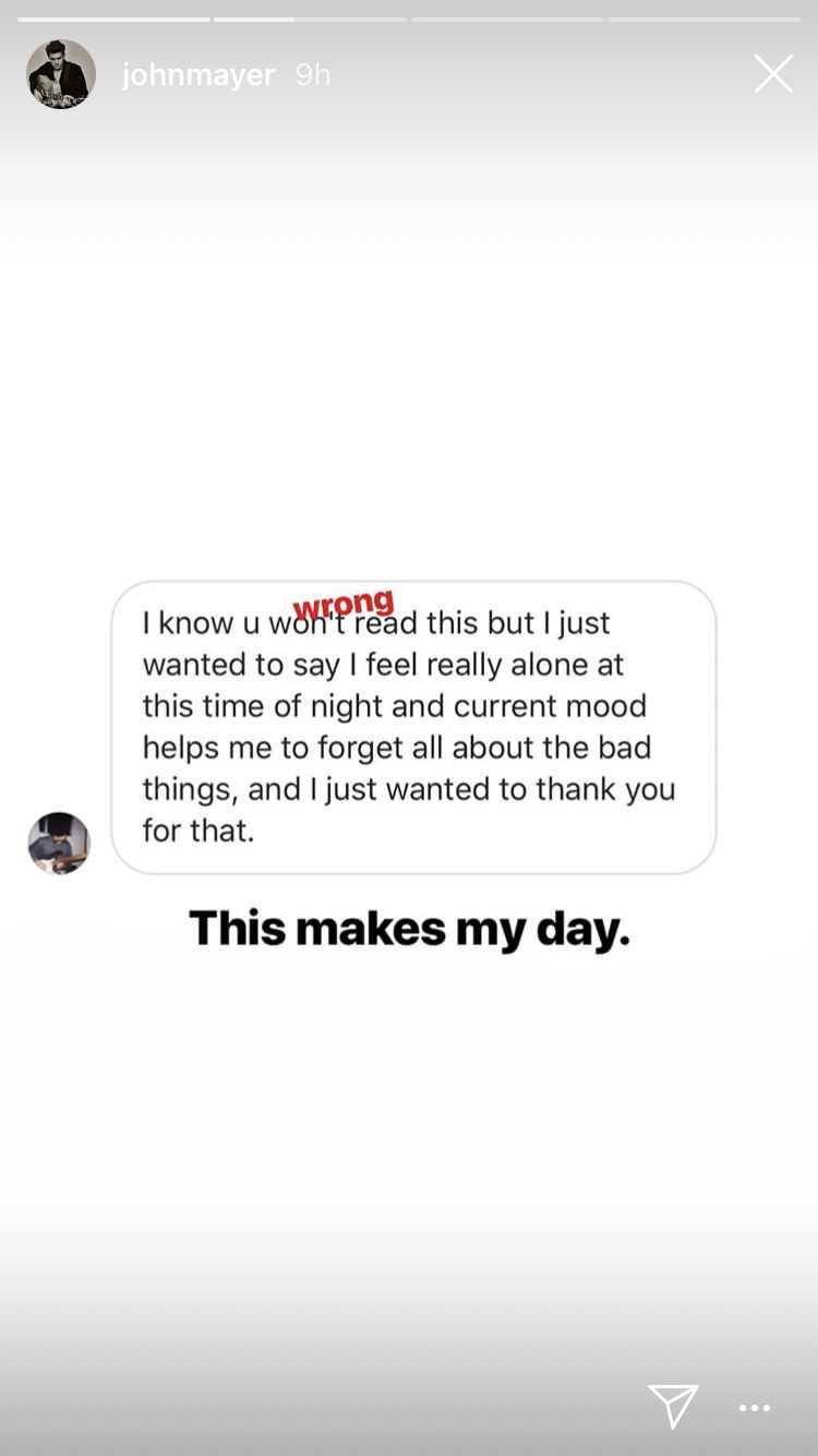 John Mayer Instagram story