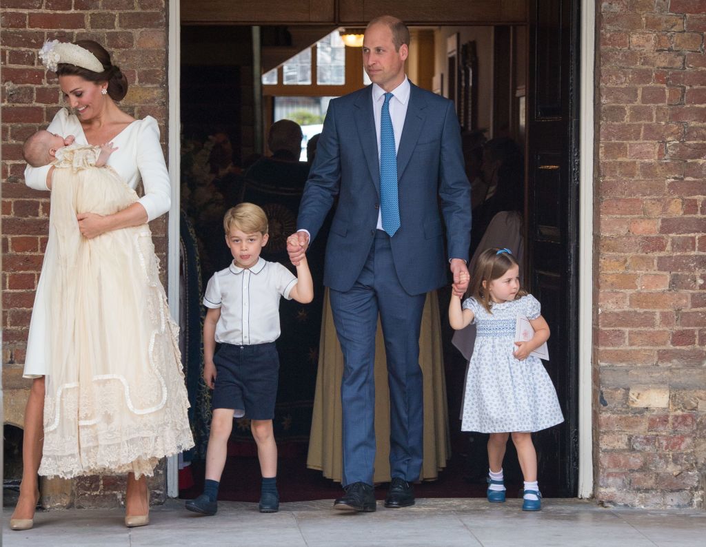 Kate Middleton and Prince William with their children Prince George, Princess Charlotte, and Prince Louis