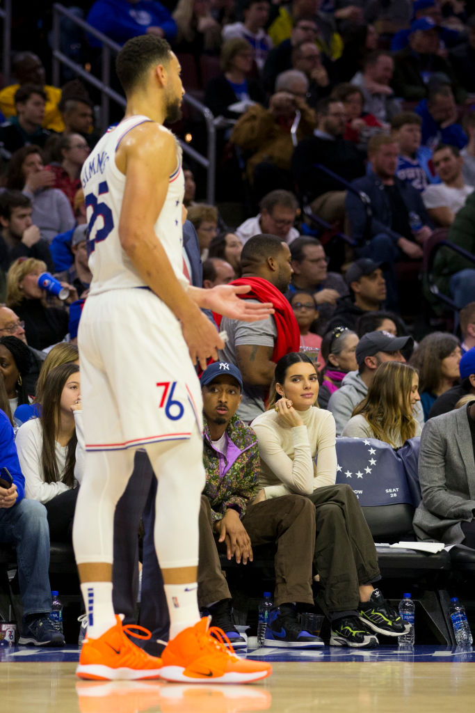 Kendall Jenner at game watching Ben Simmons play