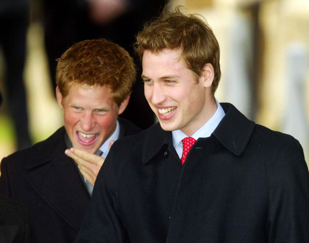 Prince Harry and Prince William when they were younger smiling together