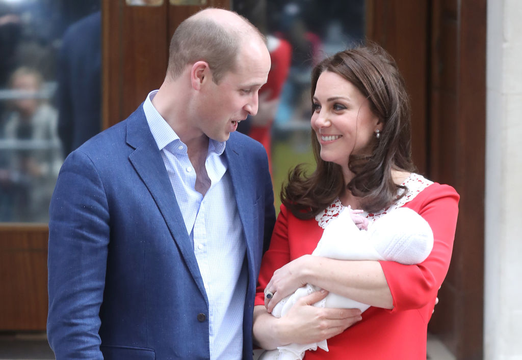 Prince William, Kate Middleton, and Prince Louis.