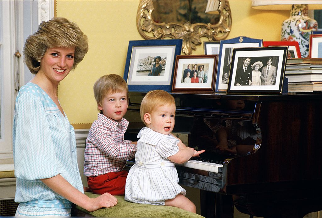 Princess Diana with her sons, Prince William and Prince Harry