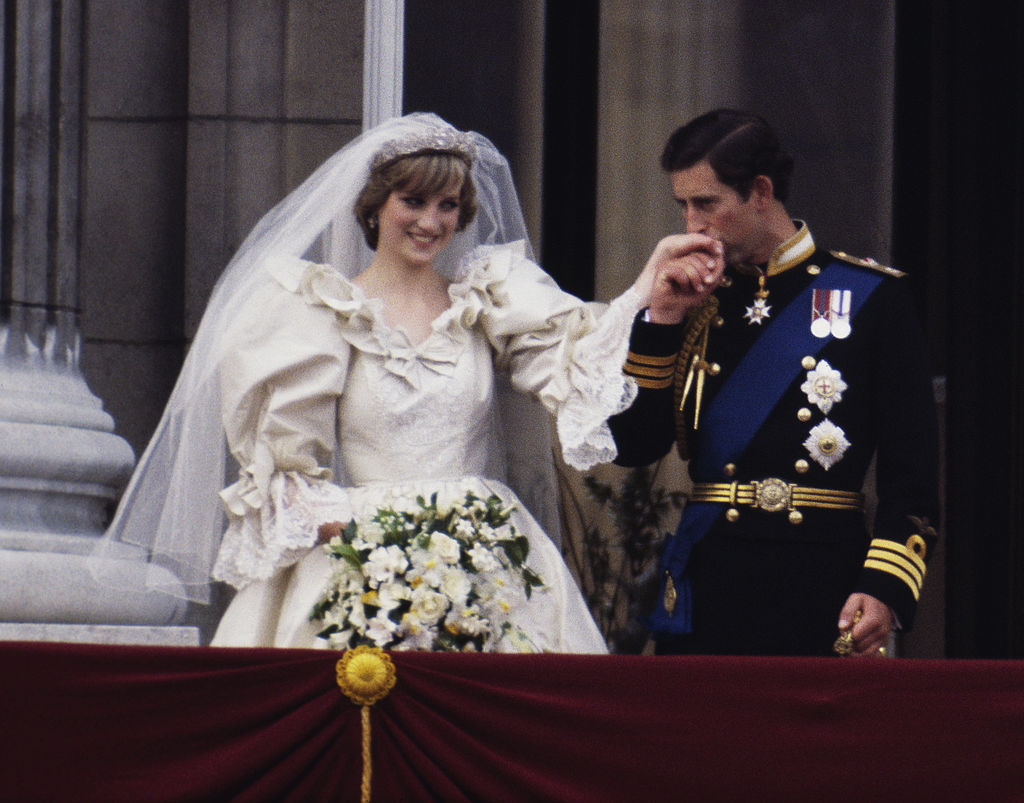 Princess Diana and Prince Charles on wedding day.