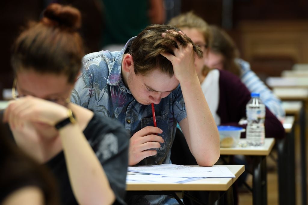 Student taking exam