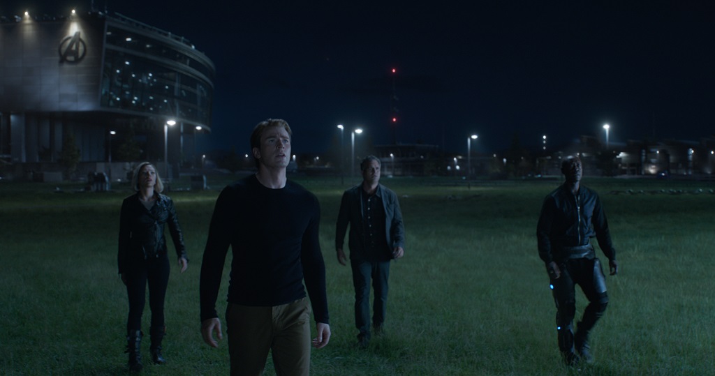 Black Widow/Natasha Romanoff (Scarlett Johansson), Captain America/Steve Rogers (Chris Evans), Bruce Banner (Mark Ruffalo), and War Machine/James Rhodes (Don Cheadle