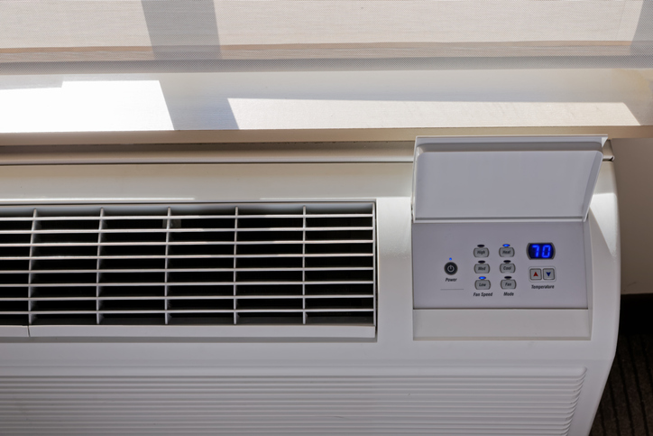 In-room air conditioner in a hotel