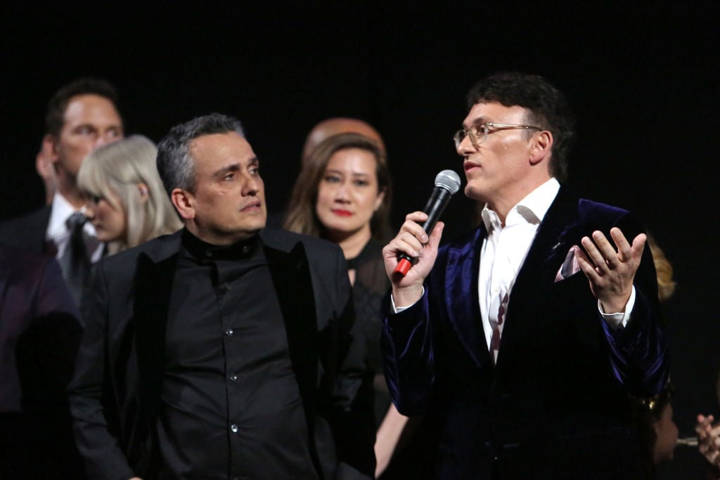 Directors Joe Russo and Anthony Russo speak onstage during the World Premiere of Marvel Studios' Avengers: Endgame on April 23, 2019.