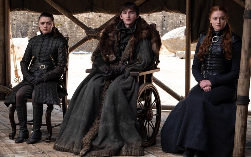 Maisie Williams as Arya, Isaac Hempstead Wright as Bran, Sophie Turner as Sansa
