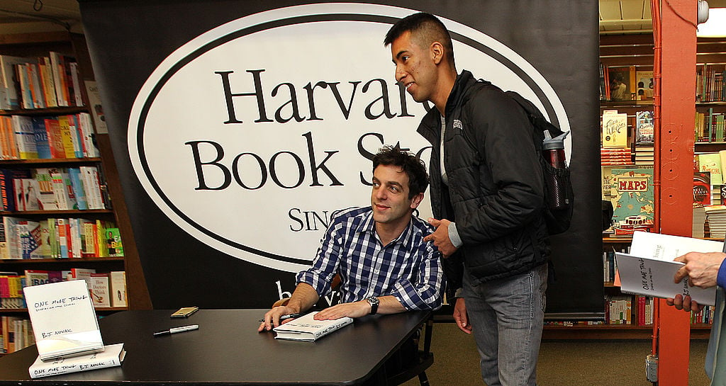B.J. Novak signs his book at Harvard Book Store.