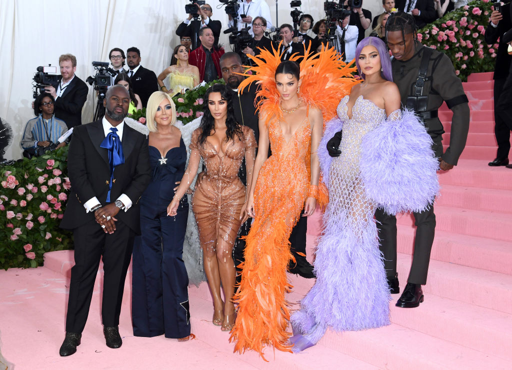 Corey Gamble, Kris Jenner, Kim Kardashian-West, Kanye West, Kendall Jenner, Kylie Jenner and Travis Scott
