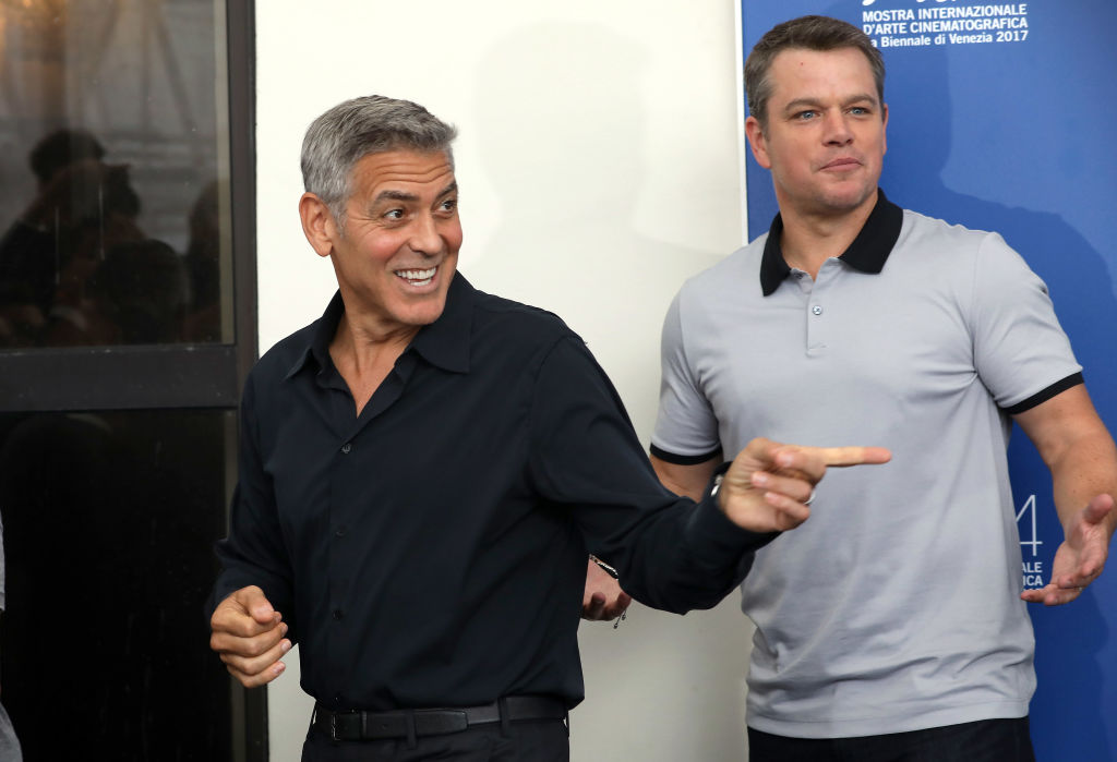 Actors Matt Damon and George Clooney
