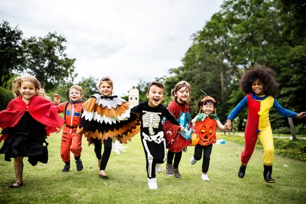 Children in Halloween costumes