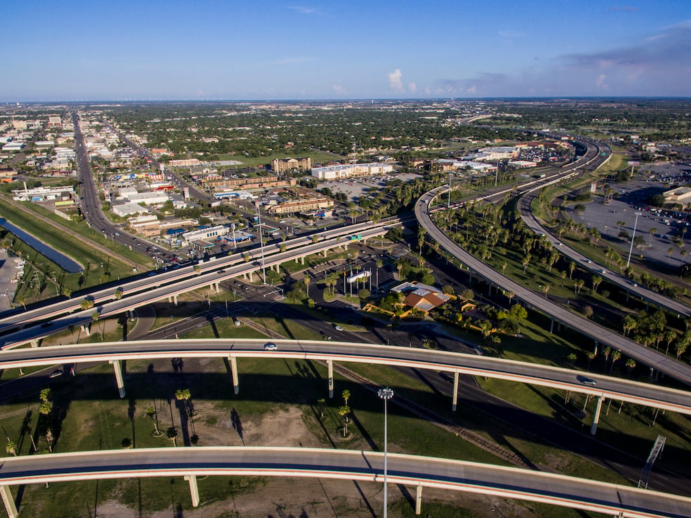 An aerial view of Harlingen, TX
