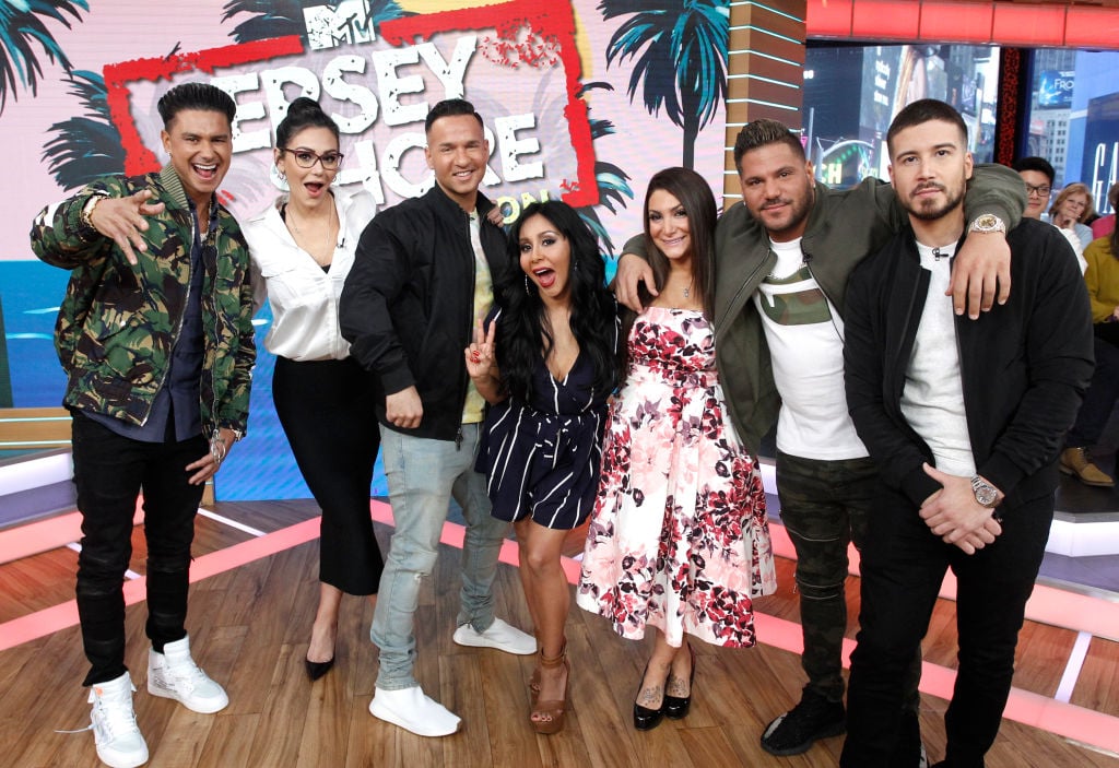 Jersey Shore cast DJ Pauly D, Jennifer (JWoww) Farley, Mike (The Situation) Sorrentino, Nicole (Snooki) Polizzi, Deena Nicole Cortese, Ronnie Ortiz Magro, Vinny Guadagnino