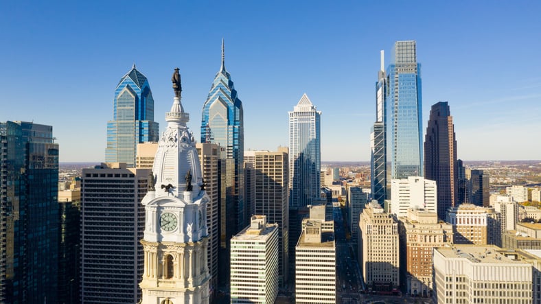 Building tops in Philadelphia