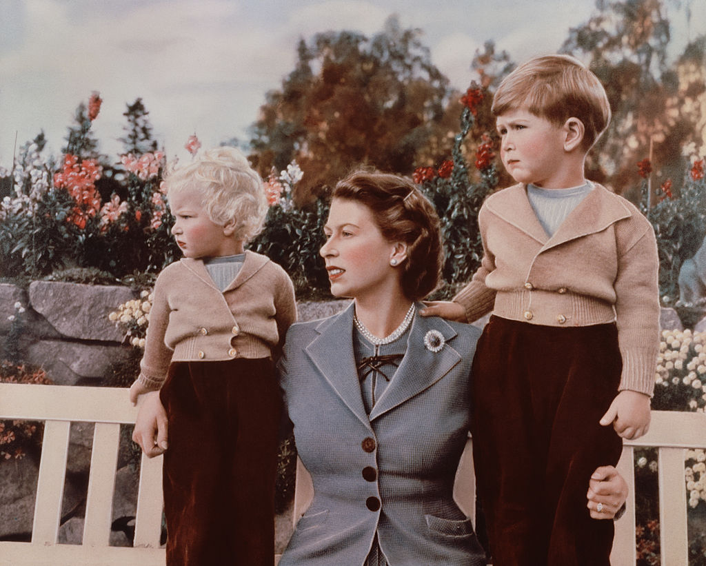 Queen Elizabeth with Prince Charles and Princess Anne