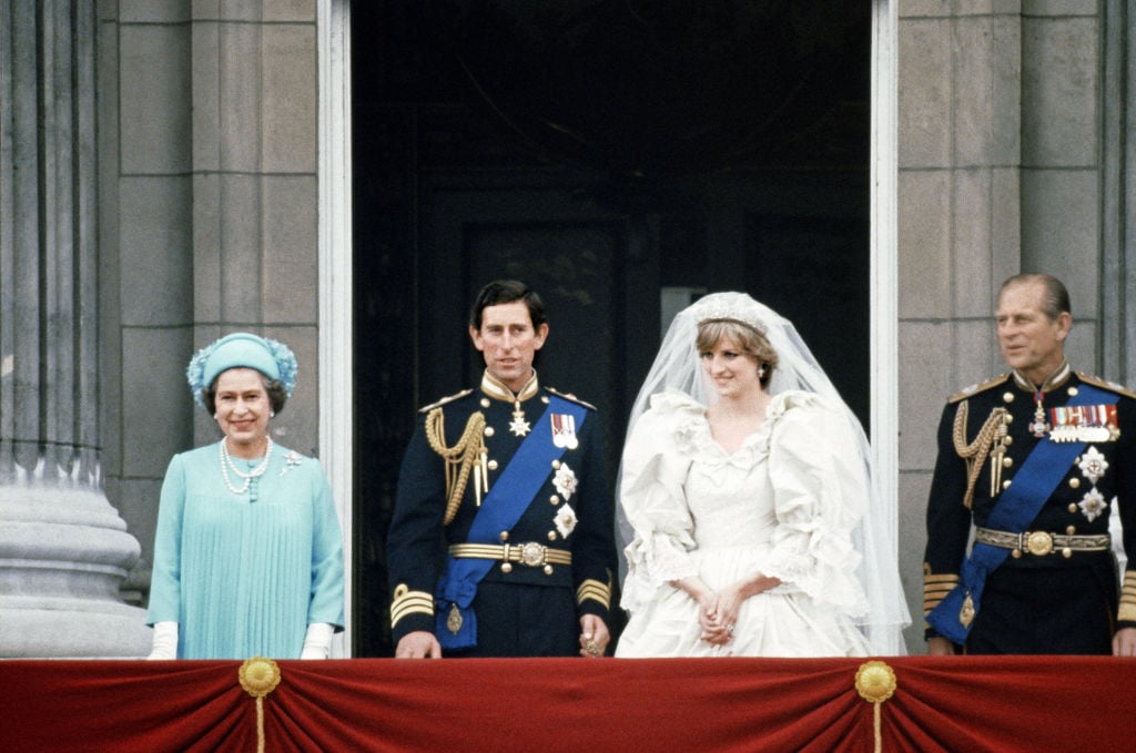 Queen Elizabeth II, Prince Charles, Princess Diana, and Prince Philip 