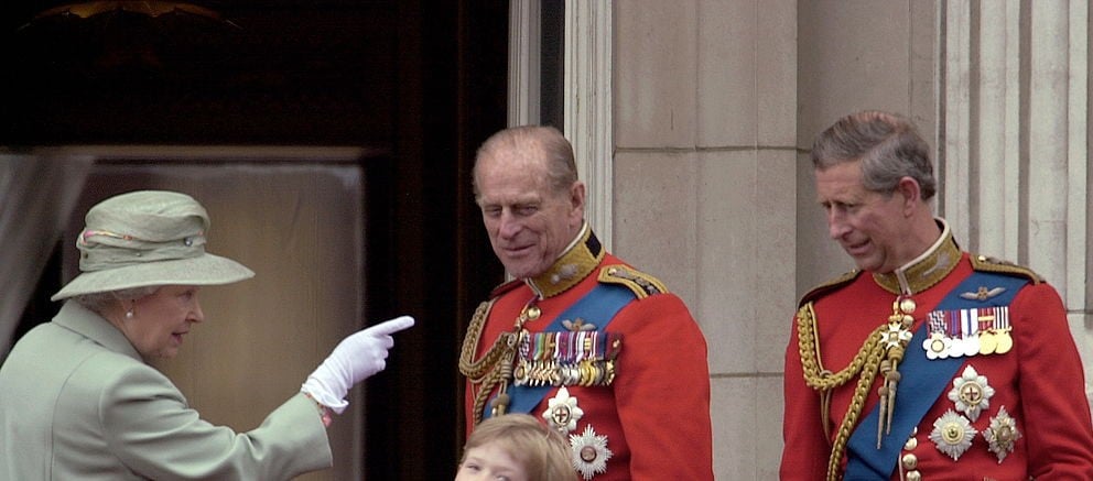 Queen Elizabeth, Prince Philip, and Prince Charles