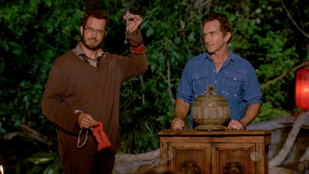 Rick Devens and Jeff Probst at Tribal Council
