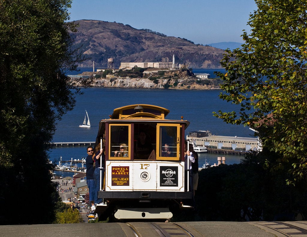 A cable car in San Francisco, California