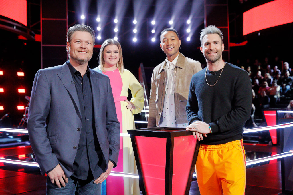 Blake Shelton, Kelly Clarkson, John Legend, Adam Levine on "The Voice"