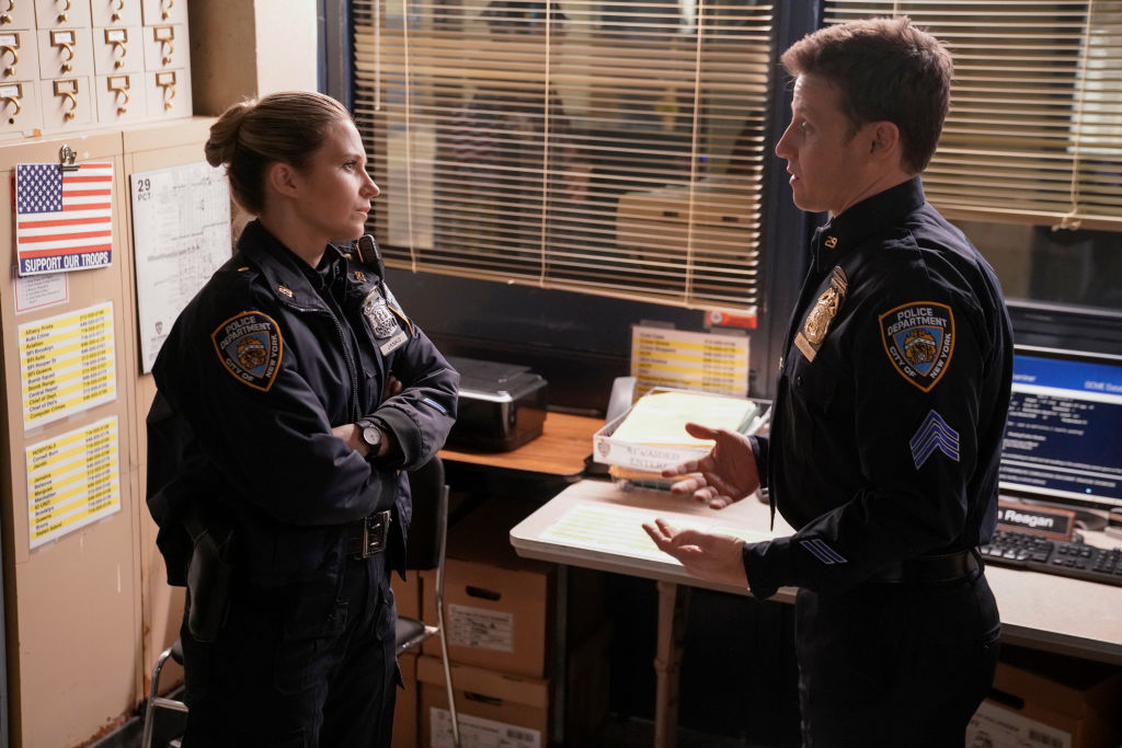 Vanessa Ray and Will Estes on set of Blue Bloods|Patrick Harbron/CBS via Getty Images