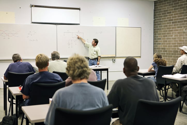 Students in an adult education class
