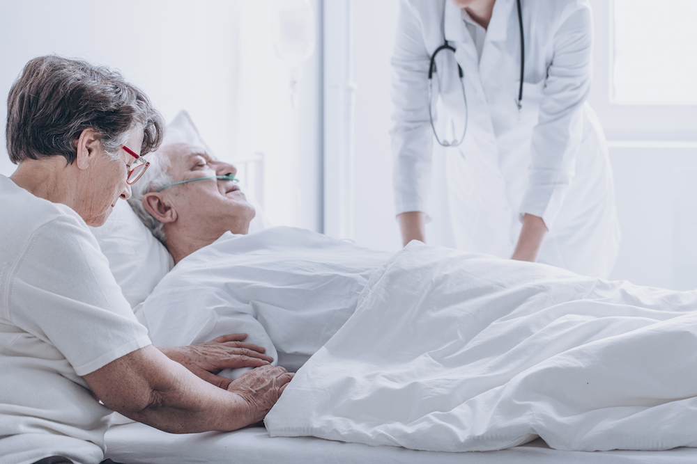 Patient in a hospital bed