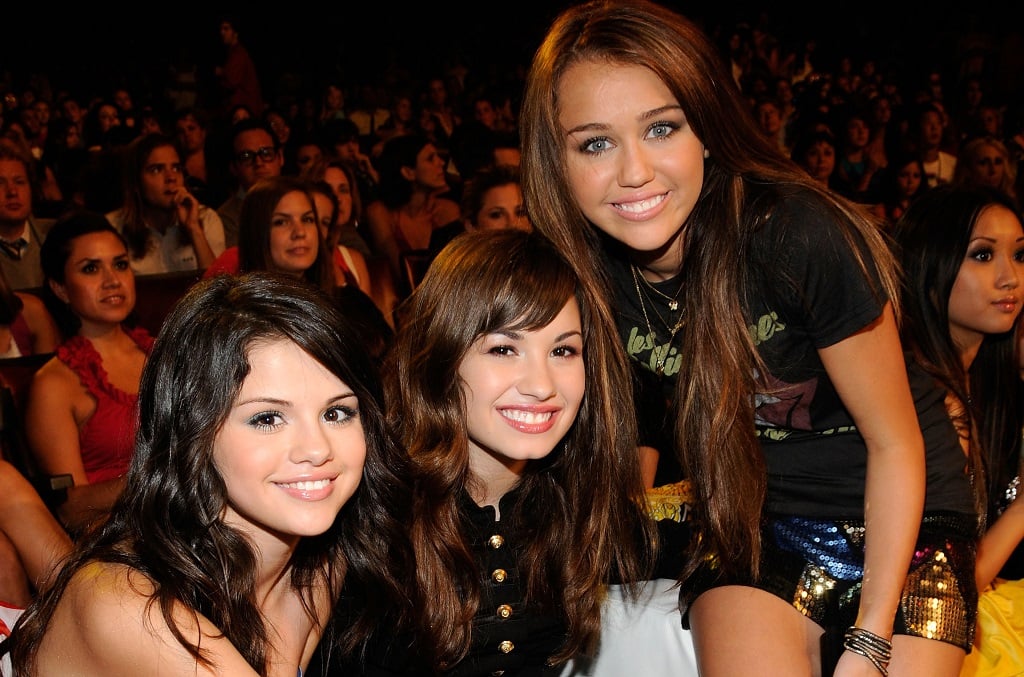 Selena Gomez, Demi Lovato, and Miley Cyrus in 2008