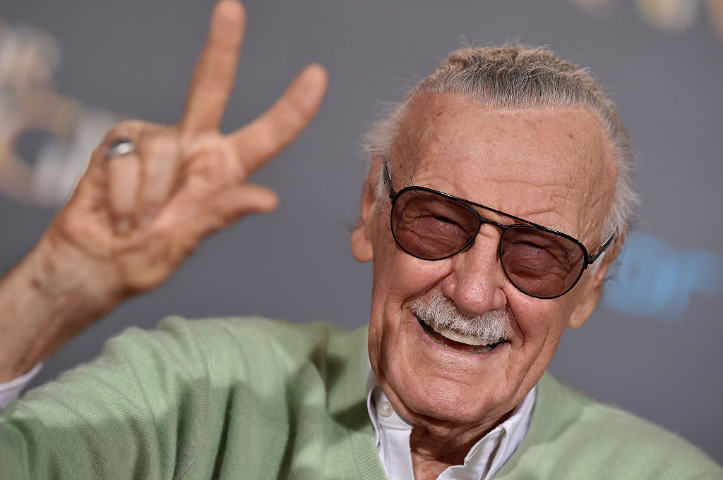 Stan Lee making a peace sign
