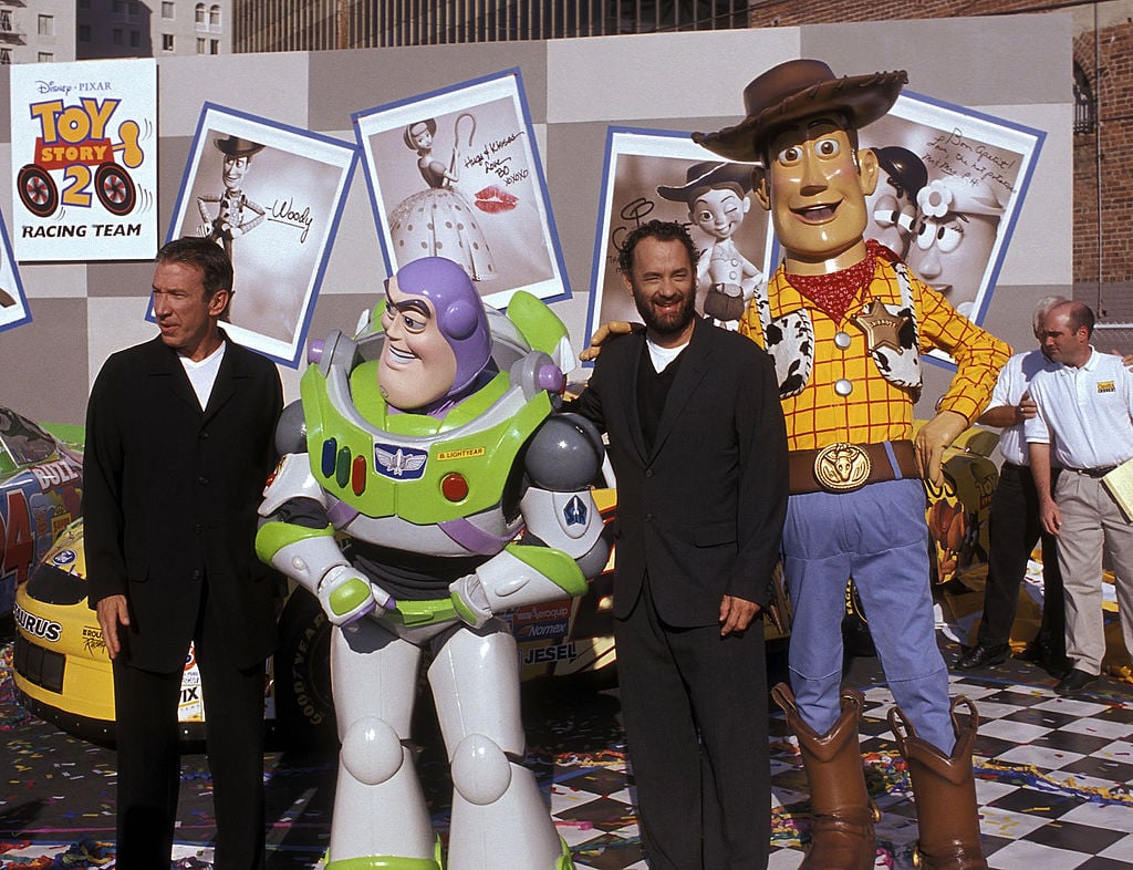 Actor Tim Allen, Buzz Lightyear, actor Tom Hanks and Woody