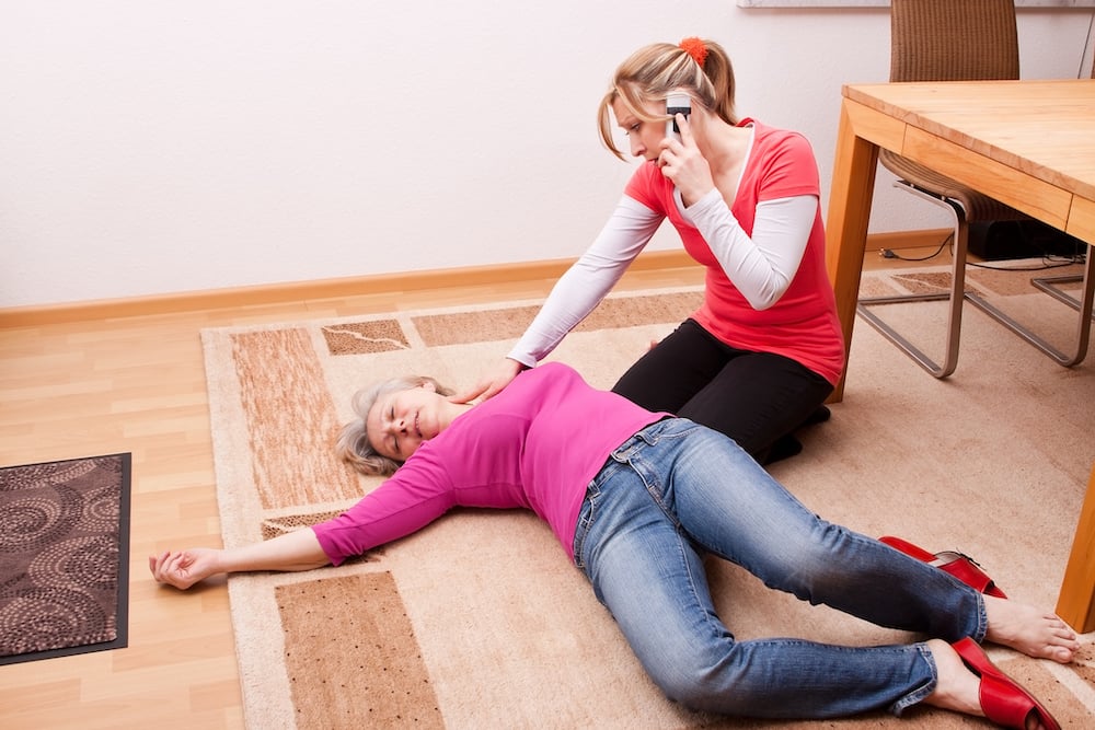 Woman having a medical emergency