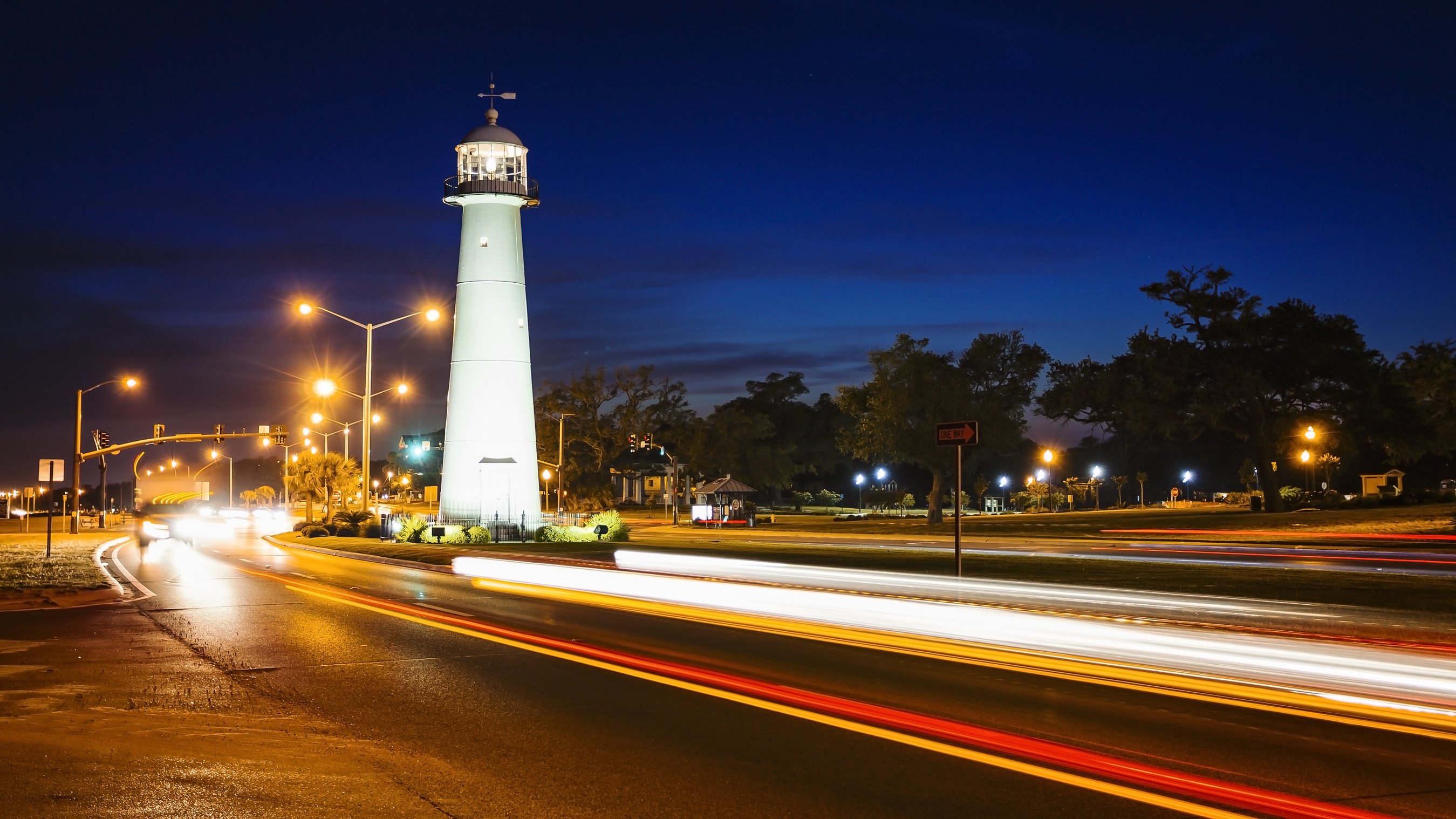 Mississippi Lighthouse at Night