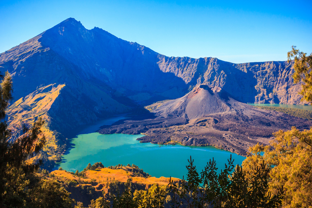 View of Mountain Rinjani, a volcano at Lombok island