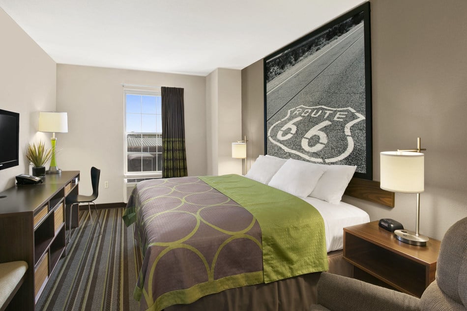 The interior of Super 8 redesigned guestroom |Image Courtesy of Wyndham
