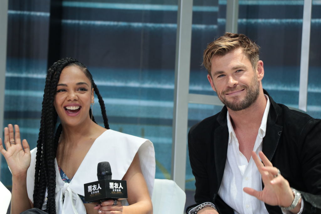 Tessa Thompson and Chris Hemsworth