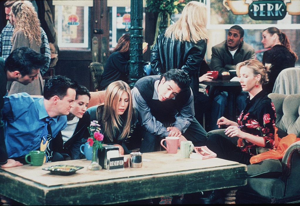 The cast of Friends at Central Perk Coffee Shop | Getty Images