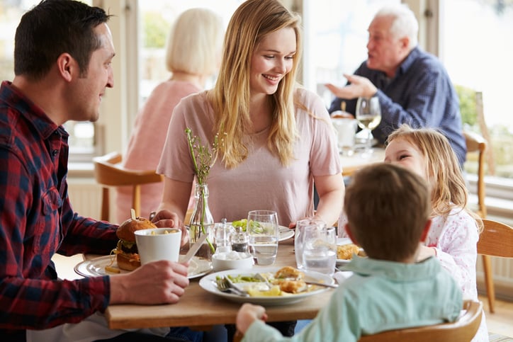 Family in a restaurant together