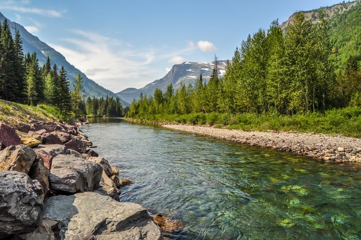 A river in a national park in Montana