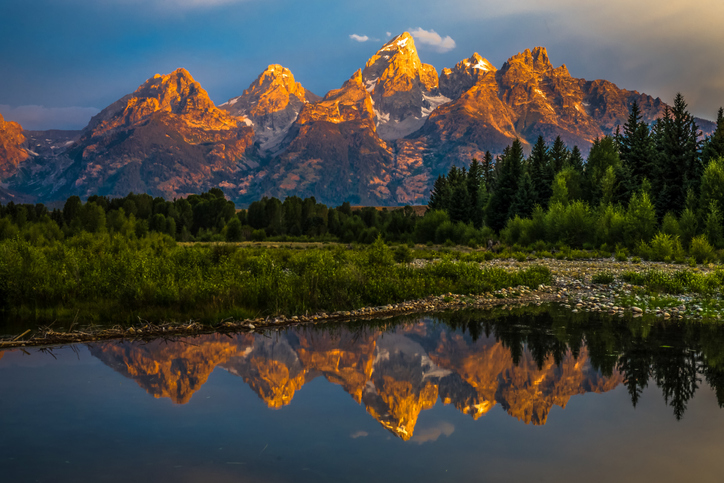 Sunrise on the Grand Teton mountains