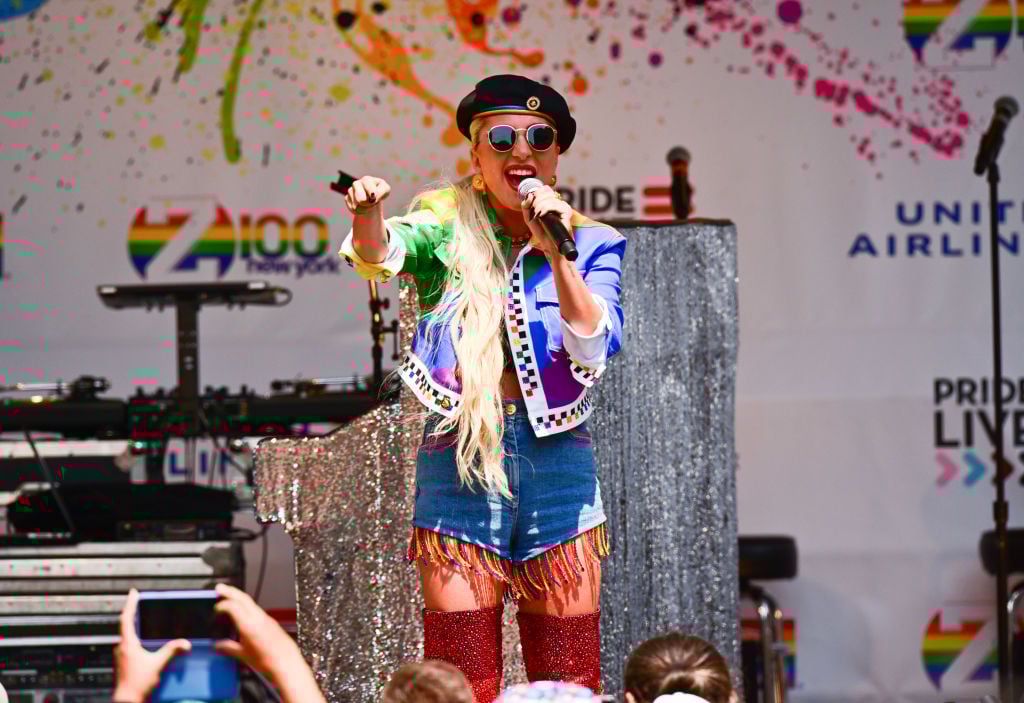 Lady Gaga gives a speech at Pride Live's 2019 Stonewall Day on June 28, 2019, in New York City.
